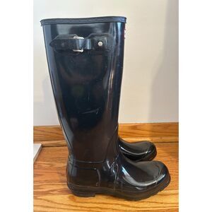 Hunter Original Tall Gloss Rain Boot for Women, Size US 10 Black